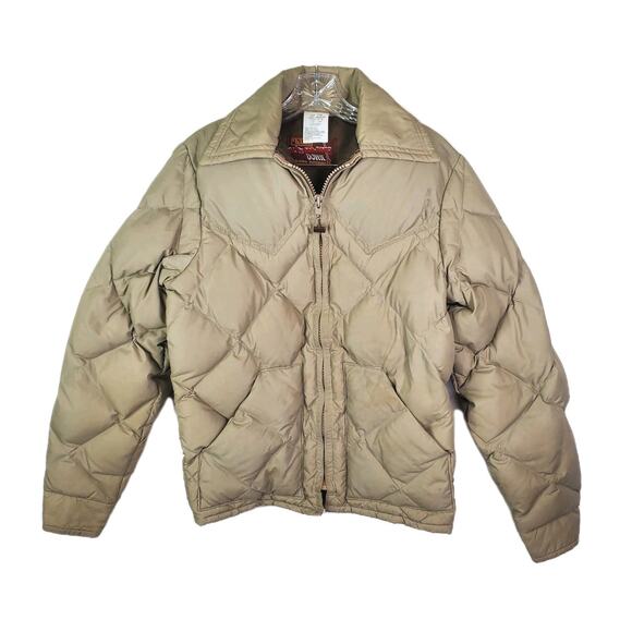 Vtg 80s Walls Blizzard Pruf Down Insulated Beige Puffer Coat Jacket Sz Small Men - Picture 1 of 12